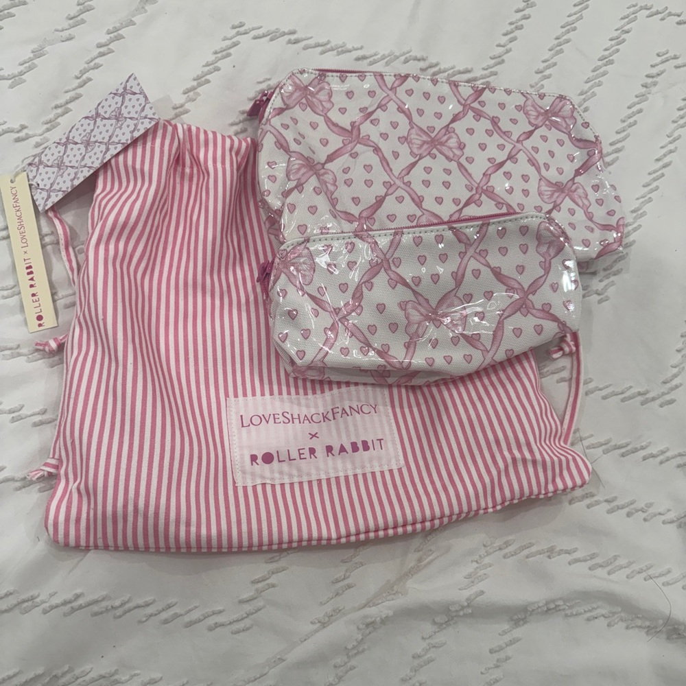 Love Shack Fancy X Roller Rabbit Baby Bows Beauty Bundle Set of 2 Pouches NWT